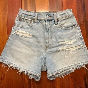 American Eagle Light Blue Distressed Denim Shorts highest rise 90s boyfriend
